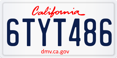 CA license plate 6TYT486