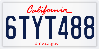 CA license plate 6TYT488