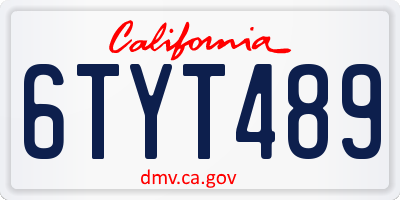 CA license plate 6TYT489