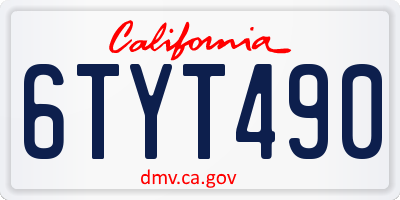 CA license plate 6TYT490