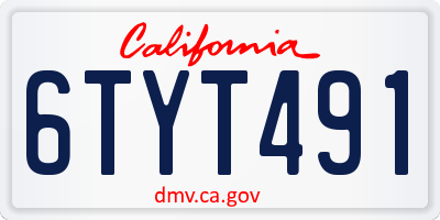 CA license plate 6TYT491