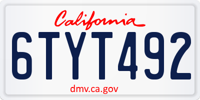 CA license plate 6TYT492