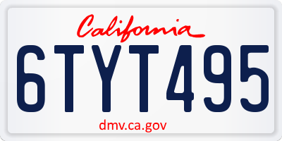 CA license plate 6TYT495