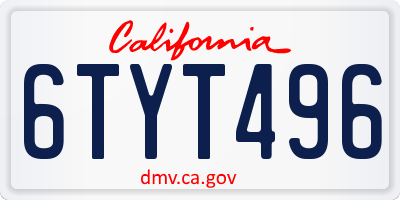 CA license plate 6TYT496