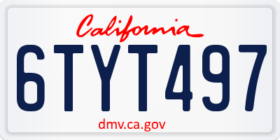CA license plate 6TYT497