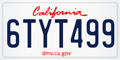 CA license plate 6TYT499
