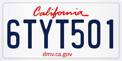 CA license plate 6TYT501