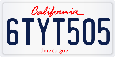 CA license plate 6TYT505