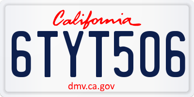 CA license plate 6TYT506