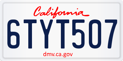 CA license plate 6TYT507