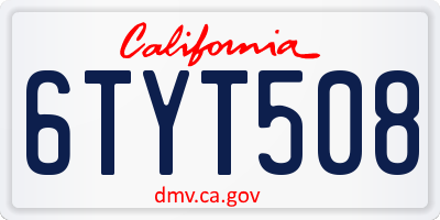 CA license plate 6TYT508