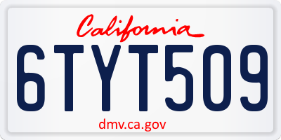 CA license plate 6TYT509