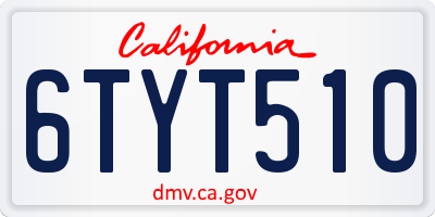 CA license plate 6TYT510