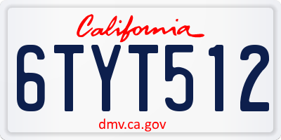 CA license plate 6TYT512