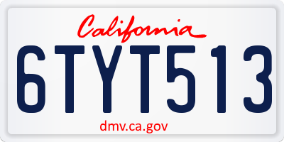 CA license plate 6TYT513