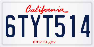 CA license plate 6TYT514