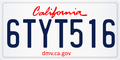 CA license plate 6TYT516