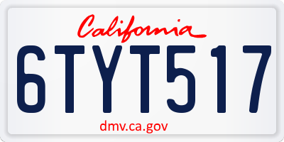 CA license plate 6TYT517