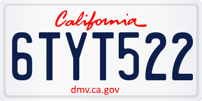 CA license plate 6TYT522