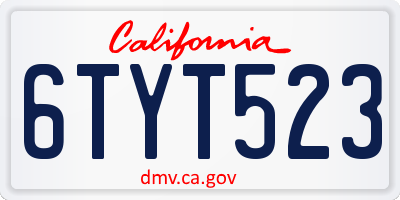 CA license plate 6TYT523