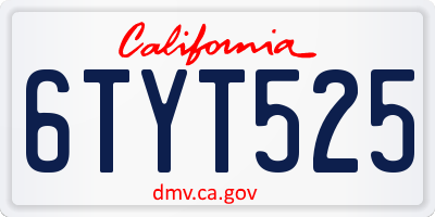 CA license plate 6TYT525