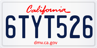 CA license plate 6TYT526