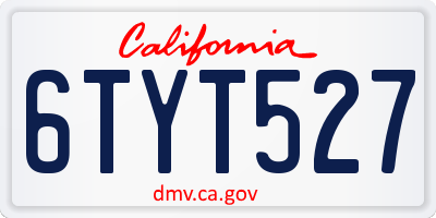 CA license plate 6TYT527