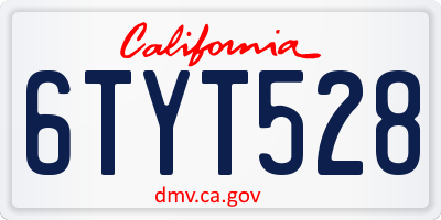 CA license plate 6TYT528