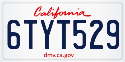 CA license plate 6TYT529