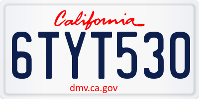 CA license plate 6TYT530