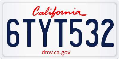 CA license plate 6TYT532