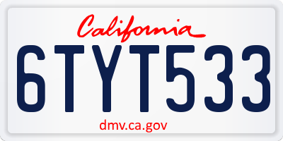 CA license plate 6TYT533
