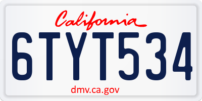 CA license plate 6TYT534