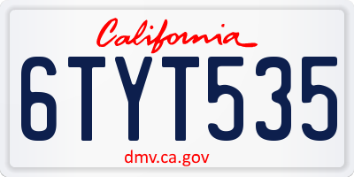 CA license plate 6TYT535