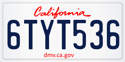 CA license plate 6TYT536