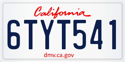 CA license plate 6TYT541