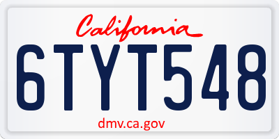 CA license plate 6TYT548