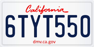 CA license plate 6TYT550