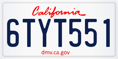 CA license plate 6TYT551