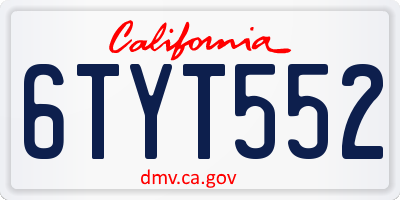 CA license plate 6TYT552