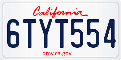 CA license plate 6TYT554