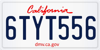CA license plate 6TYT556