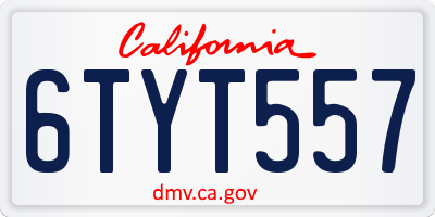 CA license plate 6TYT557