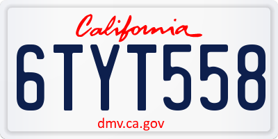 CA license plate 6TYT558