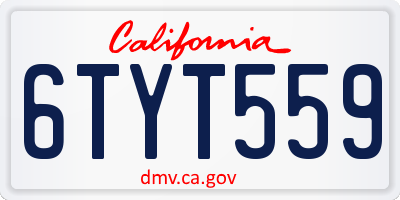 CA license plate 6TYT559