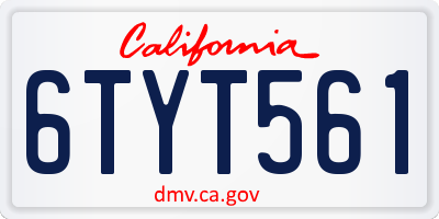 CA license plate 6TYT561
