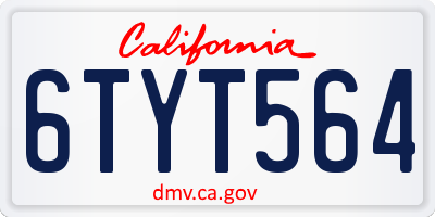 CA license plate 6TYT564
