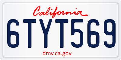 CA license plate 6TYT569