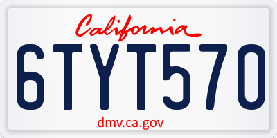 CA license plate 6TYT570
