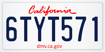 CA license plate 6TYT571